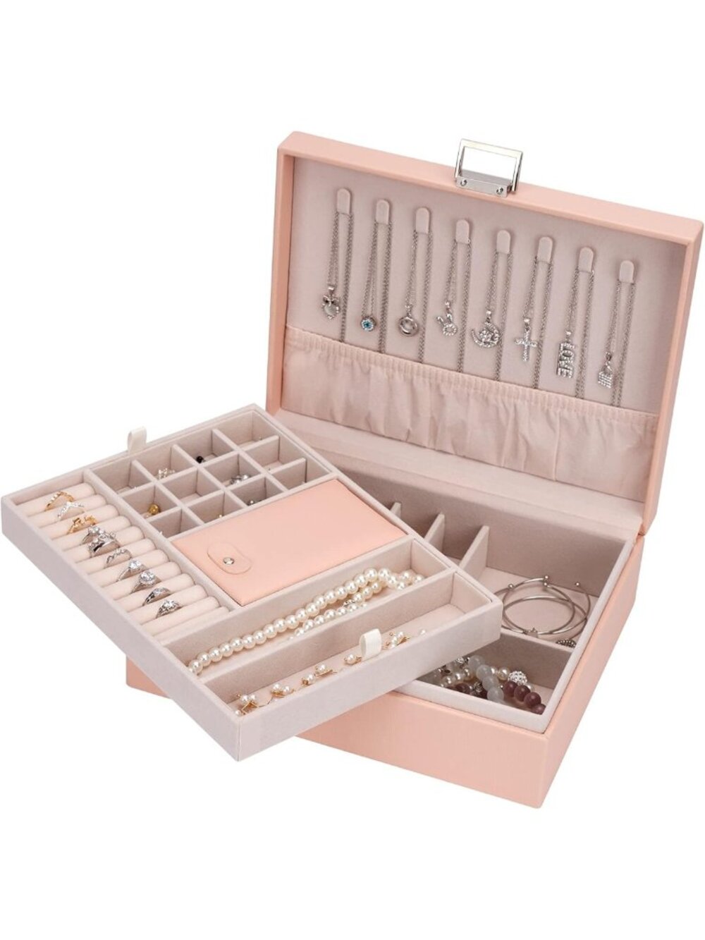 Large Travel Jewelry Organizer Box - Stylish Storage Case for Accessories